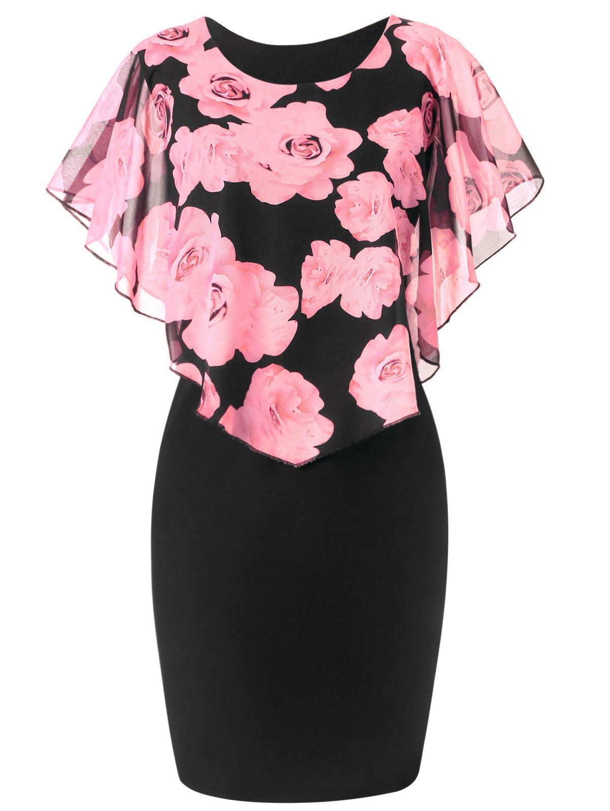 

Plus Size Rose Capelet Dress, Pink