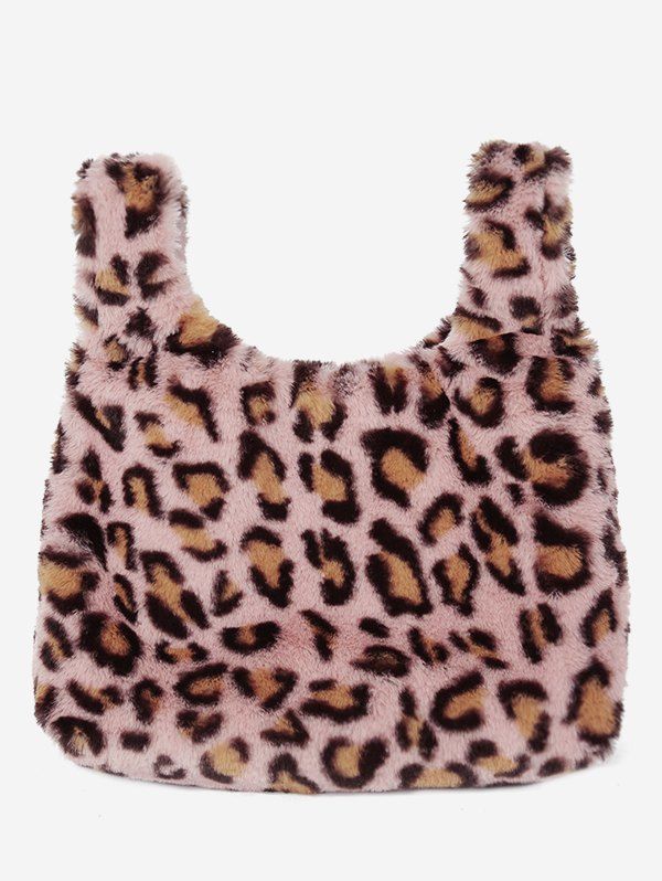 [41% OFF] 2021 Leopard Pattern Faux Fluffy Tote Bag In PINK | DressLily
