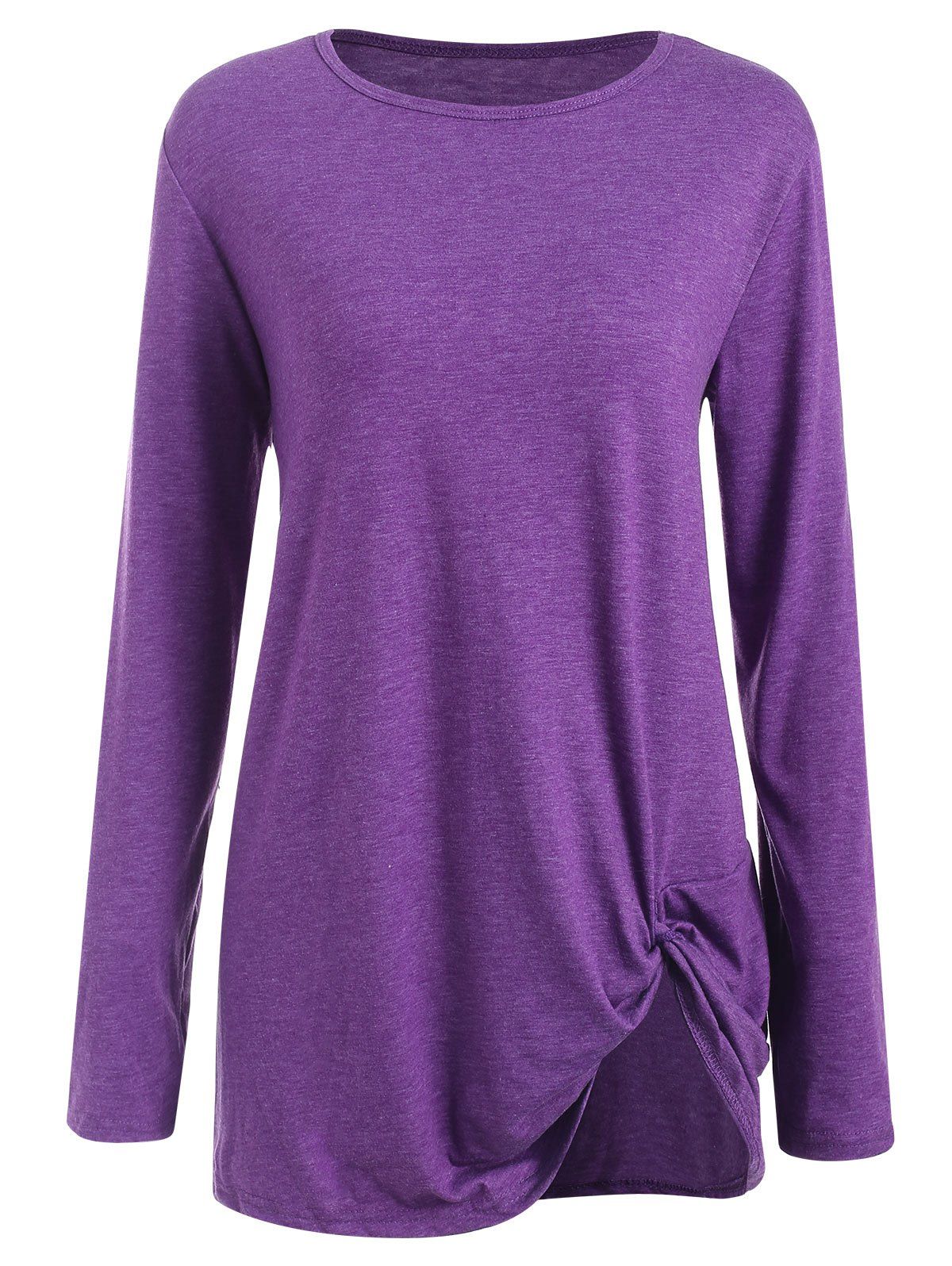 

Twist Front Long Sleeve T-shirt, Violet