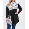 T-shirt Asymétrique de Grande Taille à Col Bénitier à Lacets - Noir 3X