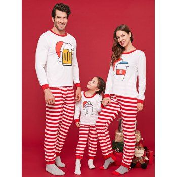 

Christmas Bottles Print Matching Family Pajamas, Red