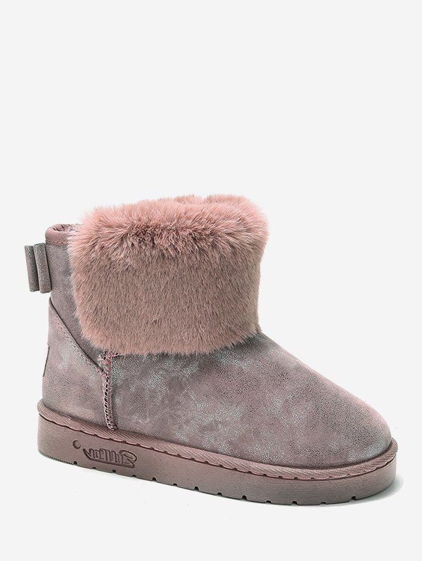 

Bowknot Faux Fur Short Snow Boots, Rose