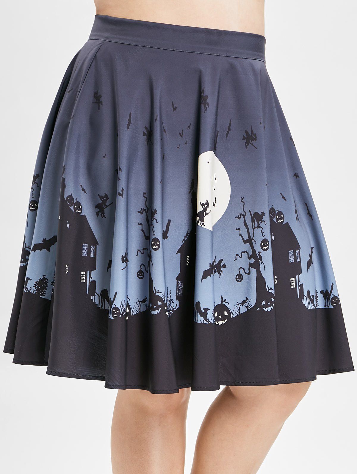 

Halloween Plus Size Mini A Line Skirt, Multi