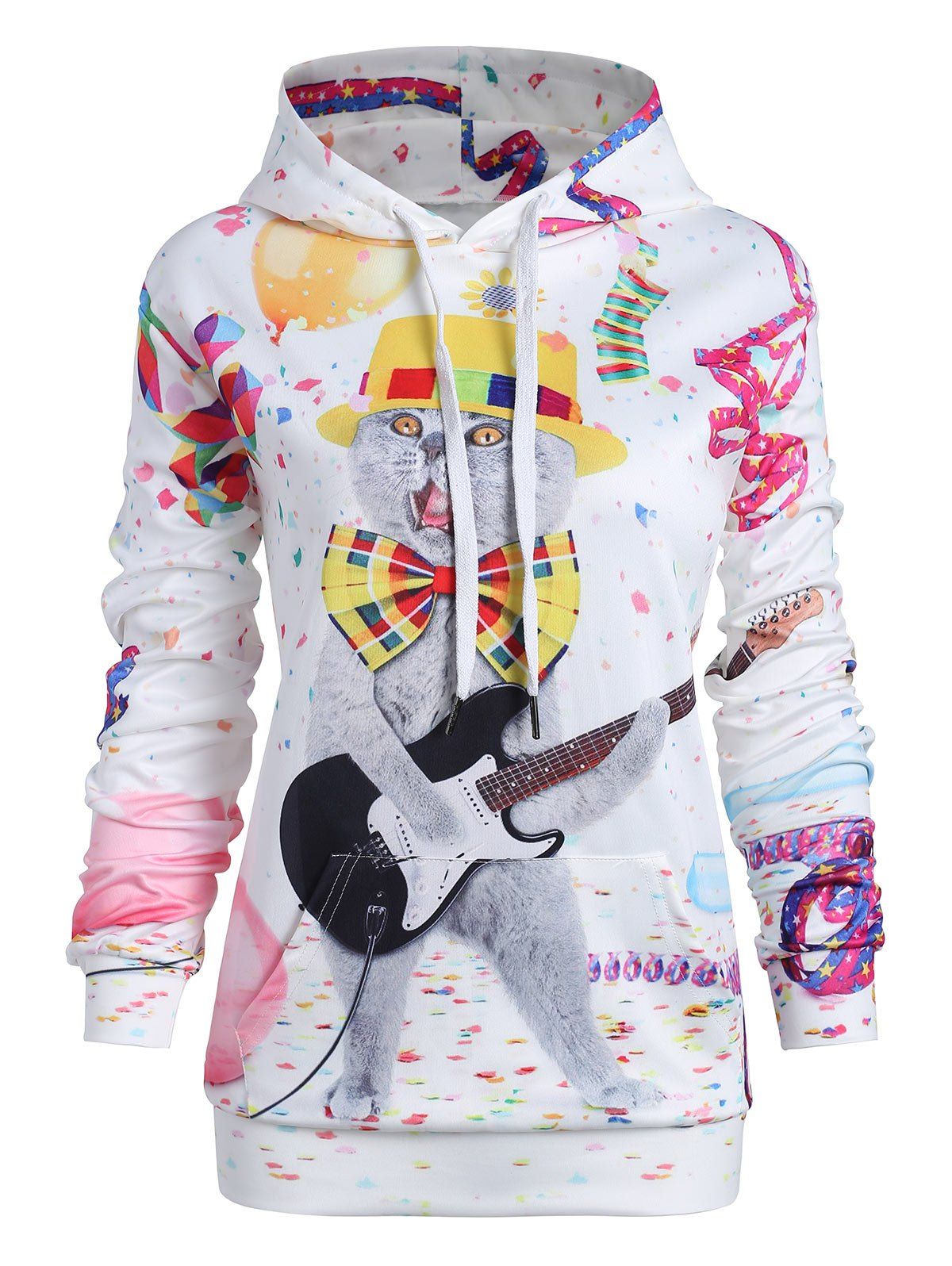 

Plus Size Cat Graphic Christmas Hoodie, Multi