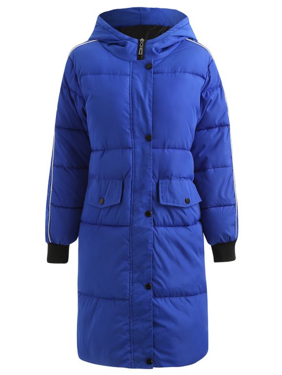 Manteau à Capuche Long Matelassé - Bleu Myrtille M