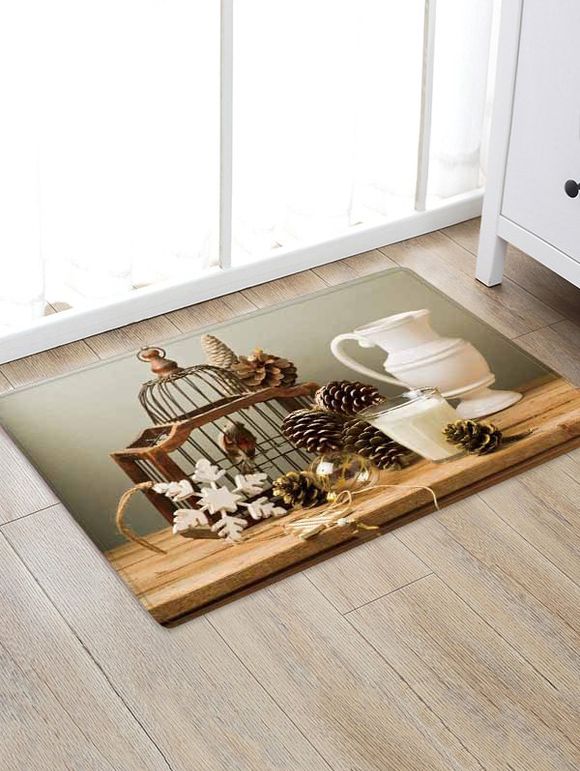 Tapis Anti-dérapant Absorbant d'Eau Motif Bois de Noël - multicolor W24 X L35.5 INCH
