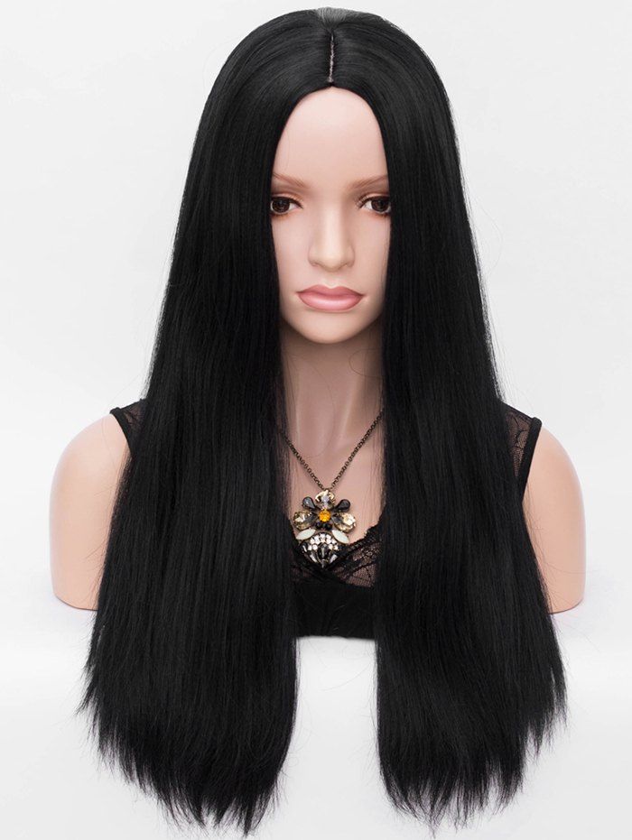 

Synthetic Long Middle Part Straight Capless Wig, Black