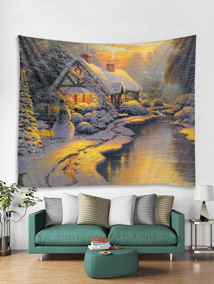 

Christmas House River Print Tapestry Wall Hanging Decoration, Multi