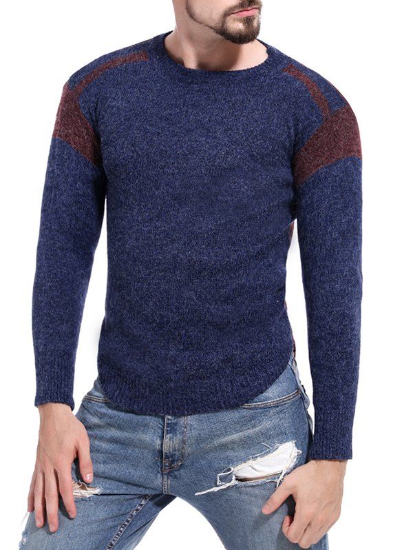 

Raglan Sleeve Panel Sweater, Cadetblue