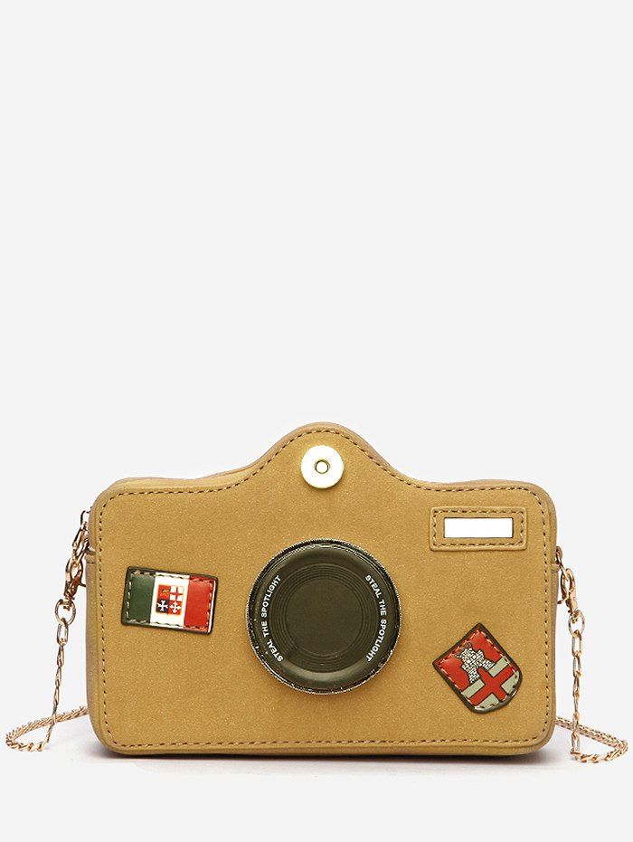 

Camera Pattern Fluffy Mini Crossbody Bag, Light khaki