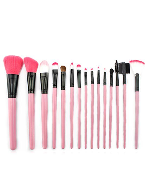 

15 Pcs Pink Handles Ultra Soft Cosmetic Brush Set with Brush Bag