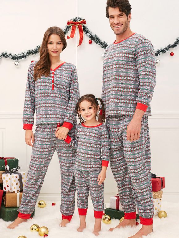 Pyjama de Noël Assorti Flocon de Neige Imprimé Pour Famille - Gris Clair KID 2T