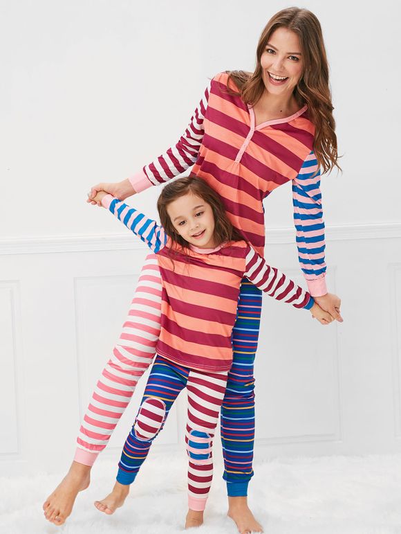Ensemble de Pyjama de Noël Rayé Contrasté pour Maman Enfants - multicolor MOM XL