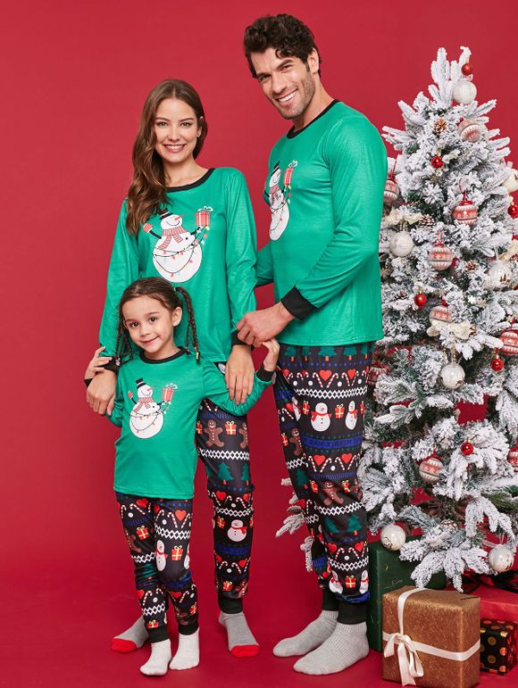 Ensembles de pyjama de famille avec imprimé bonhomme de neige de Noël - multicolor DAD L