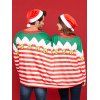 Two Person Long Sleeve Christmas Stripe T-shirt Pajamas - multicolor XL
