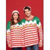 Pyjama T-shirt de Noël Rayé à Manches Longues pour Deux Personnes - multicolor 2XL