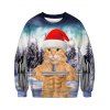 Sweat-shirt ras du cou imprimé chat de Noël 3D - multicolor S
