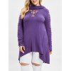 T-shirt Déchiré Découpé de Grande Taille - Pourpre 3X