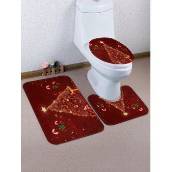 Christmas Stars Tree Pattern 3 Pcs Toilet Mat Set