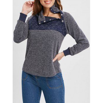 Image of Buttons Color Block Long Sleeves Top