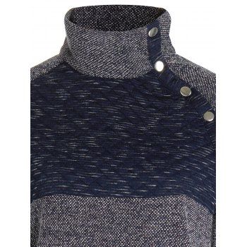 

Buttons Color Block Long Sleeves Top, Gray