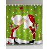 Rideau de Douche Imperméable Motif Couple de Père Noël et de Cadeaux - Vert Pomme W71 X L79 INCH
