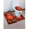 Tapis de Bain de Toilette Motif de Père Noël et de Sapin 3 Pièces - Rouge 