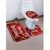 Ensemble Tapis de Toilette de Noël Motif de Fleur 3 Pièces - Rouge 