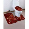 Ensemble Tapis de Toilette de Noël Motif de Sapin et d'Etoile 3 Pièces - Rouge Vineux 