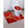 Tapis de Bain de Toilette Joyeux Noël Motif de Sapin 3 Pièces - Rouge 