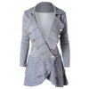 Manteau Superposé Embelli de Bouton de Grande Taille Ourlet à Volants - Gris L