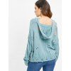 Asymmetrical Ripped Hooded Sweater - PEACOCK BLUE M
