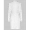 Flat Collar Lace Panel Long Sleeve Dress - WHITE M