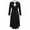 Long Sleeve High Low Velvet Dress - BLACK M