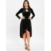 Long Sleeve High Low Velvet Dress - BLACK XL