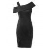 Fold Over High Waist Sheath Dress - BLACK M