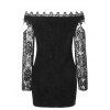 Long Sleeve Off Shoulder Lace Dress - BLACK XL