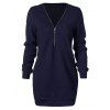 Half Zipper Longline Sweater - DEEP BLUE XL