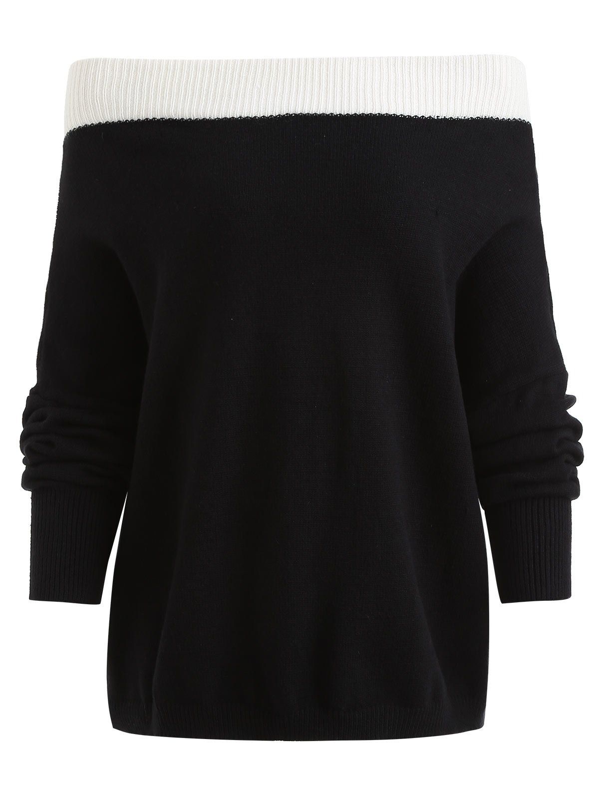 

Off The Shoulder Contrast Sweater, Black