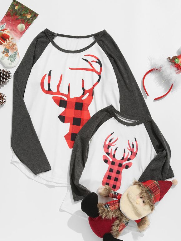 T-shirt de Noël Assorti Cerf Imprimé Pour Famille - multicolor MOM L