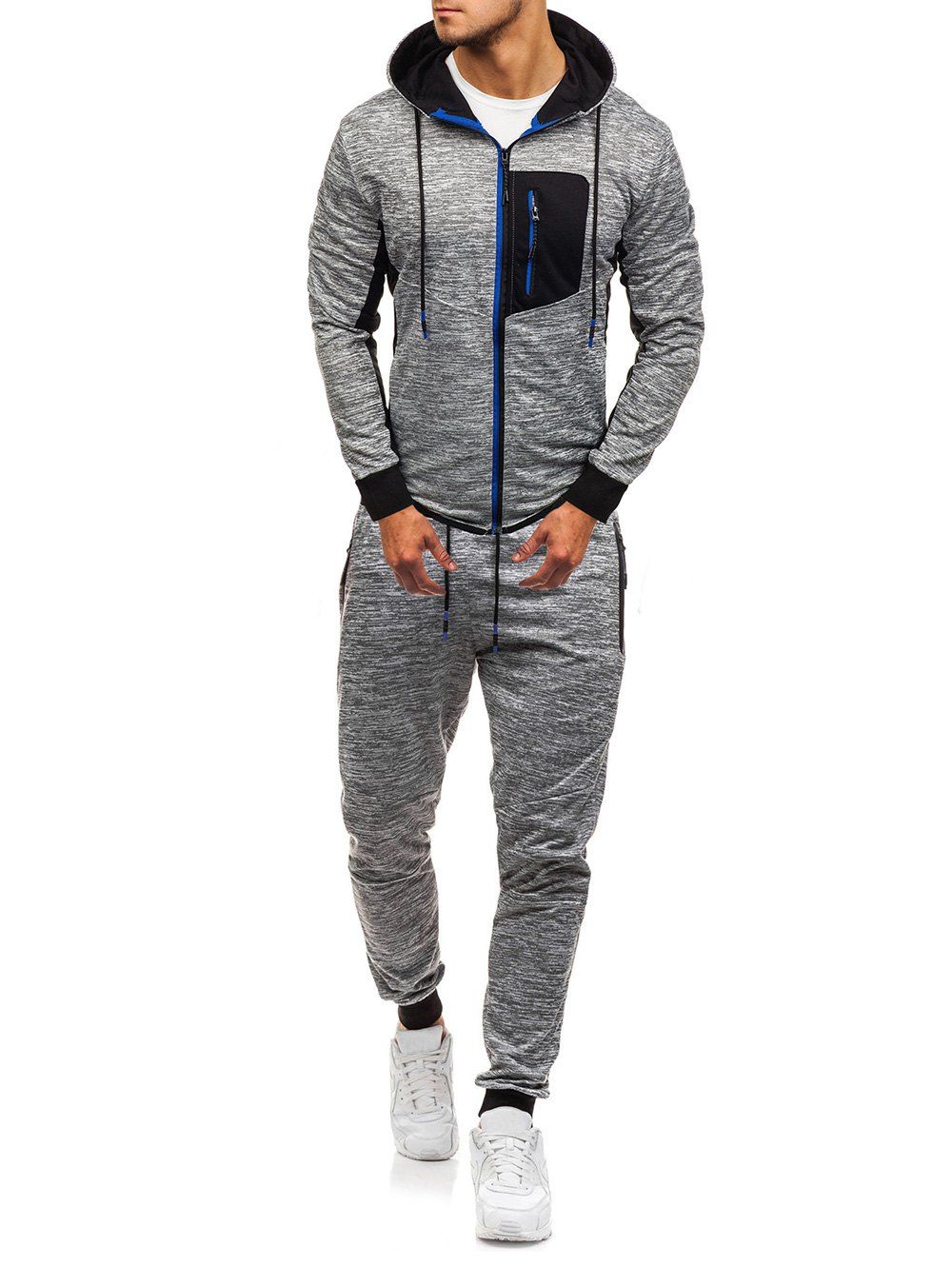 

Front Zip Pocket Hoodie and Jogger Pants Twinset, Light gray