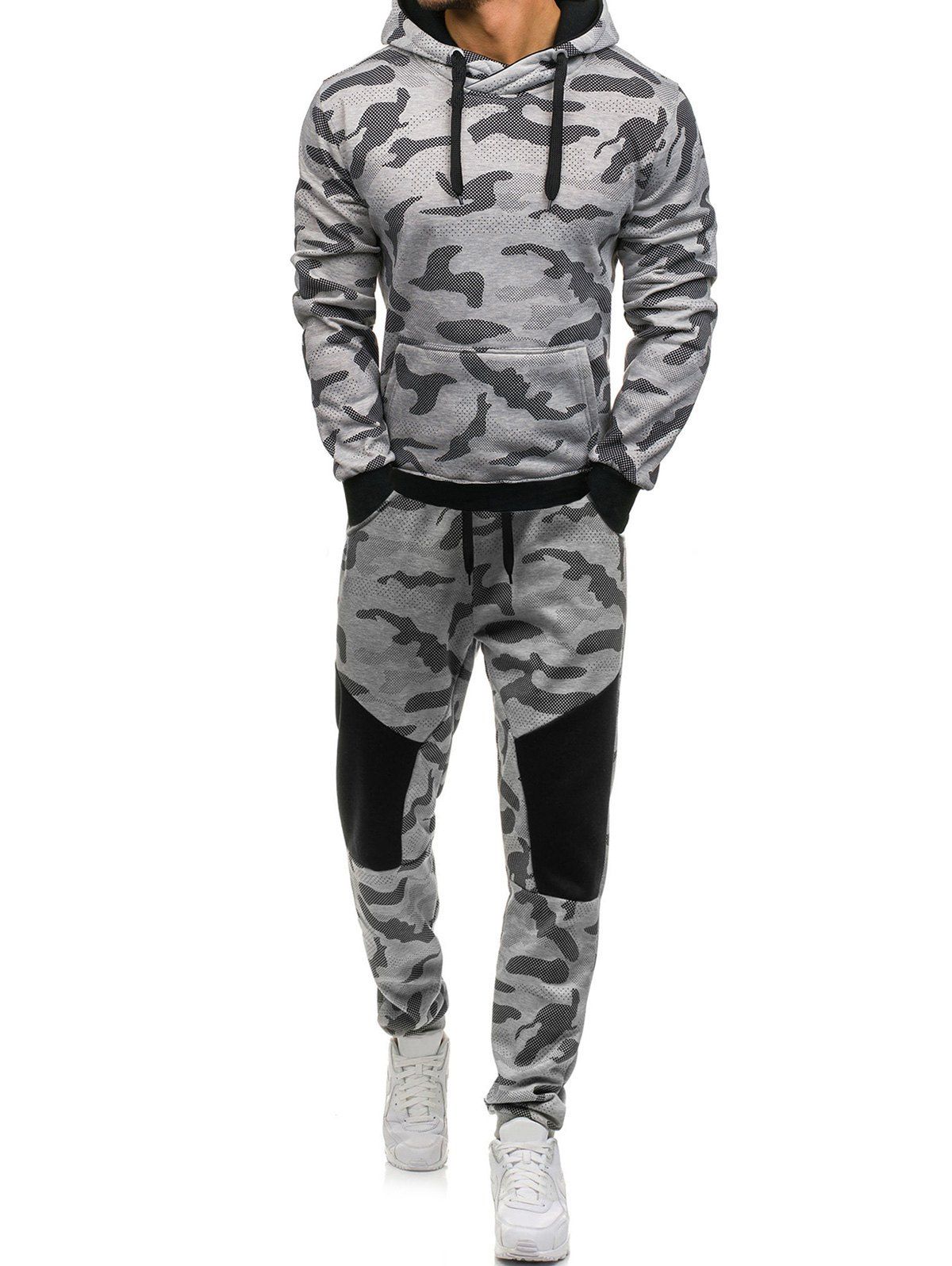 

Camouflage Pattern Hoodie and Jogger Pants Twinset, Light gray