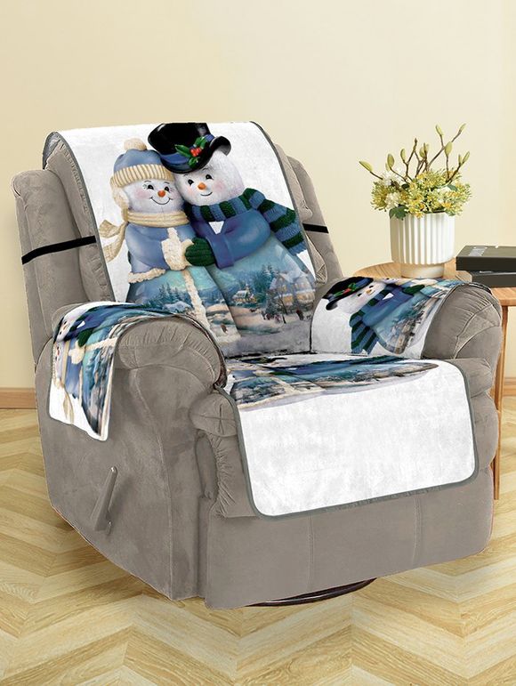 Housse de Canapé de Noël Motif de Couple Flocon de Neige - multicolor SINGLE  SEAT
