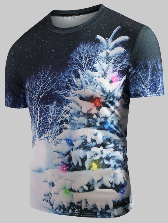 T-shirt de Noël Sapin de Neige Imprimé à Col Rond - multicolor XS