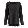 Lace Panel High Low Sweater - DARK GRAY L