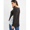 Lace Panel High Low Sweater - DARK GRAY L