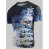 T-shirt de Noël Sapin de Neige Imprimé à Col Rond - multicolor XS