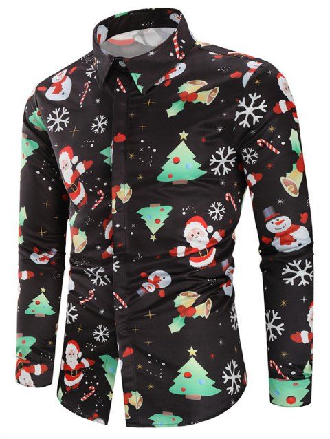 Snowflakes Santa Candy Printed Christmas Shirt