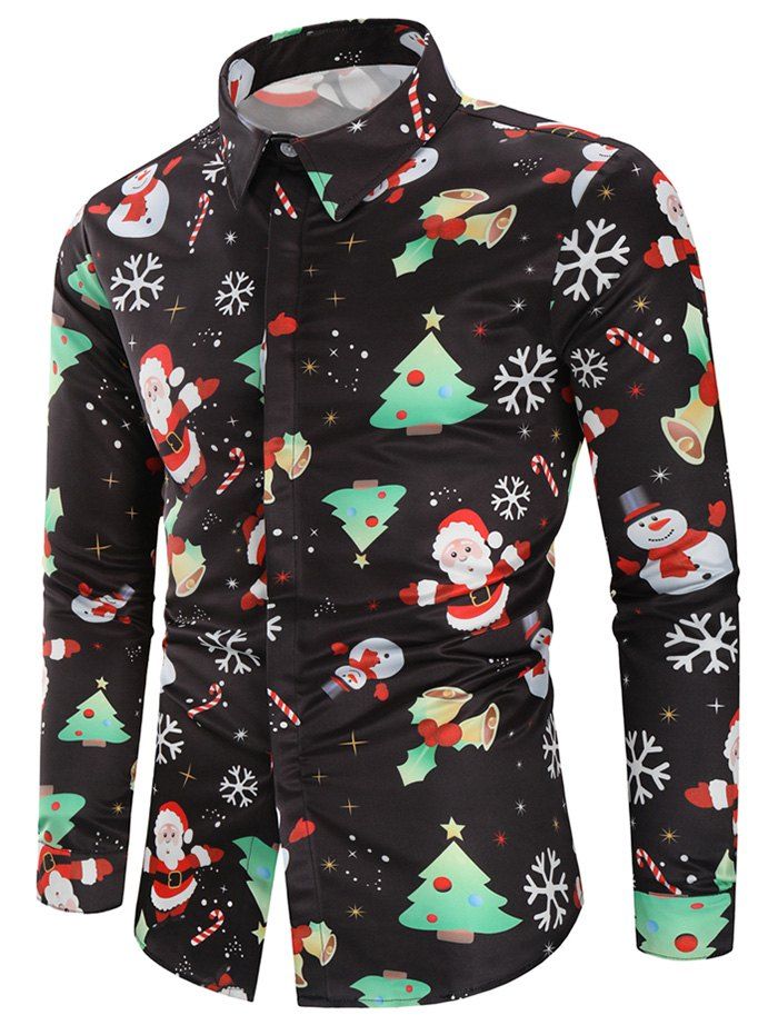 Chemise de Noël à Imprimé Flocon de Neige et Bonbon - multicolor L