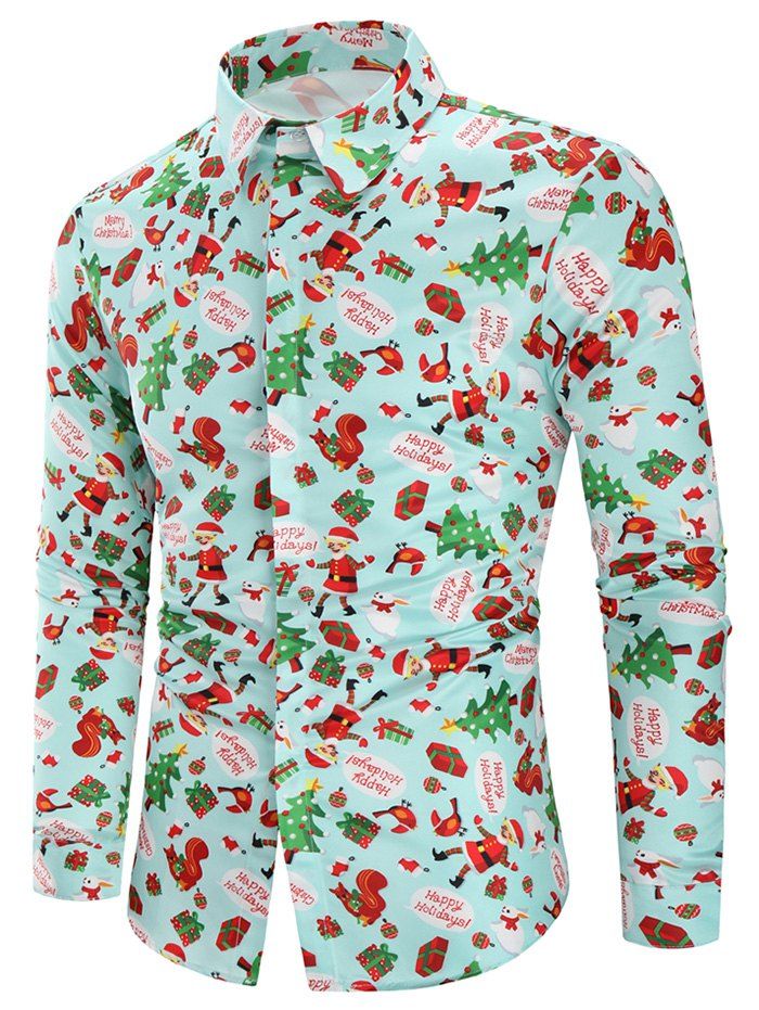 Christmas Animal Gifts Printed Long Sleeves Shirt - multicolor 3XL